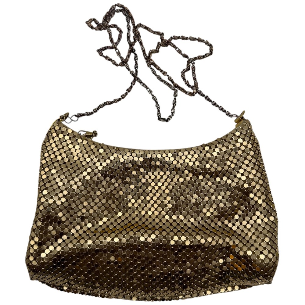 Whiting & Davis Vintage Gold Metal Mesh Shoulder Bag Evening Purse Chain‎ Strap